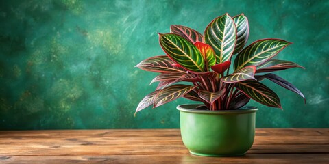 Exotic foliage with striking blue-green leaves and red veins