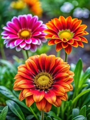 Vibrant three-colored flowers blooming in a garden