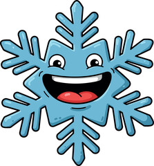 Smiling Cartoon Snowflake Clipart – Blue Winter Snowflake with Teeth Illustration for Kids, Holiday, and Winter Designs

