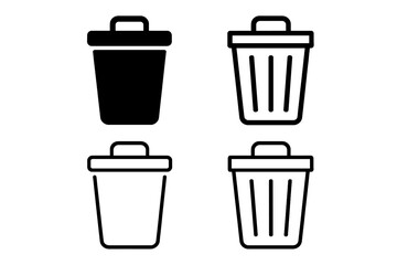 Different garbage container icons in a vector illustration, Trash icons