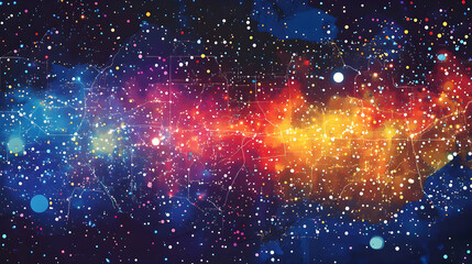 Fototapeta premium Cosmic Nebula with Vibrant Colors in Space