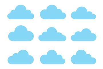 Nine isolated weather icons representing different sky conditions
