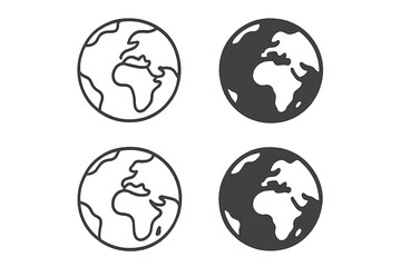 Four earth icons showing africa and europe in vector style isolated on white