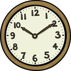 Vintage Wall Clock Illustration – Classic Round Analog Clock with Numbers for Time, Home Decor, and Education

