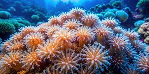 Soft coral polyps sway gently in ocean currents