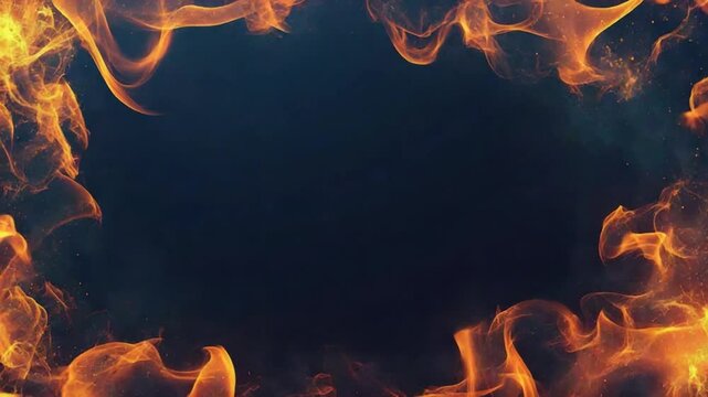 Abstract motion background with vibrant orange fire flames frame and copy space - Powered by Adobe