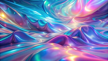 Holographic Abstract Background with Iridescent Neon Colors