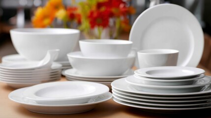 White dinnerware set displayed