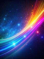 Fototapeta premium Light streak in a dark night sky with vibrant colors and neon gradient glow