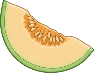 Cartoon Cantaloupe Slice Clipart – Fresh Melon Fruit Illustration with Seeds for Kids, Summer, and Healthy Food Designs

