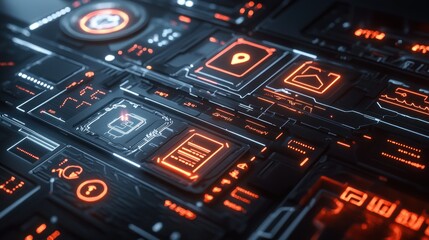 Obraz premium Futuristic Technology Interface, Abstract Digital Circuitry