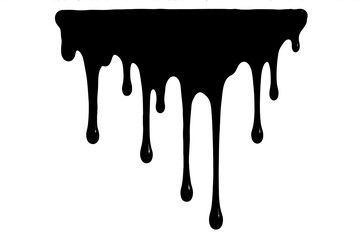 Black liquid dripping downwards, a vector illustration of a spilled substance