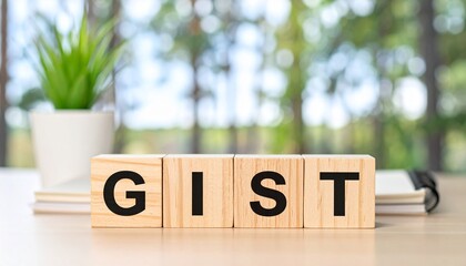 消化管間質腫瘍を意味するGISTの文字が書かれた木製のキューブブロックが横に並んでいる。aiで生成