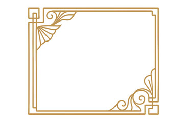 Elegant decorative rectangular frame with vintage gold floral corner elements