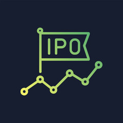 Rising IPO stock market success. Icon symbol illustration