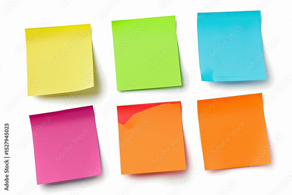 Poster premium quality image of different color sticky note isolated on white background