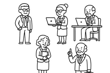 Group of diverse business people working in an office setting, using laptops and holding documents