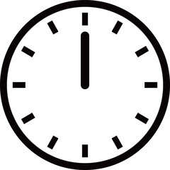 12時の掛け時計アイコン　モノトーン