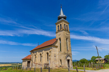 Aerial view of the St. Catherine's Chapel in the Fields near Erdovec, Northern Croatia
