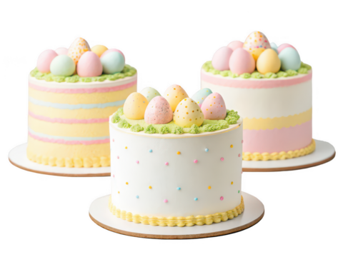 easter egg cakes png mini cakes png holiday dessert png bunny cake png egg-shaped cake png festive sweet treat png transparent background image