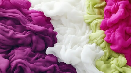 A soft collision of elegance, where magenta, white, and green meet in delicate folds.