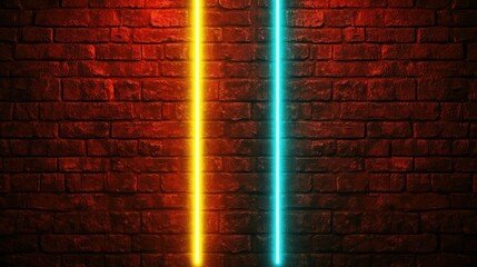 A Wall Divided by Light — Electric Lines of Yellow and Blue