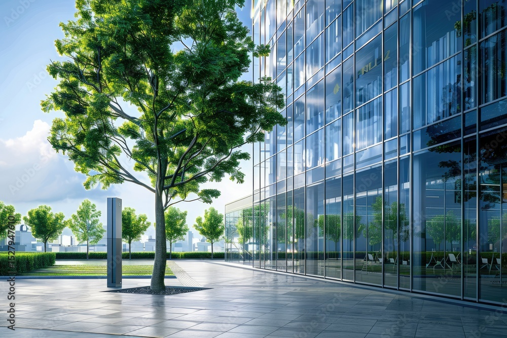 Poster high resolution visual of modern office buildings and architecture