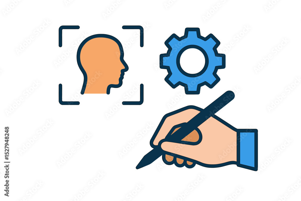Poster understanding human machine interaction with user experience design vector illustration