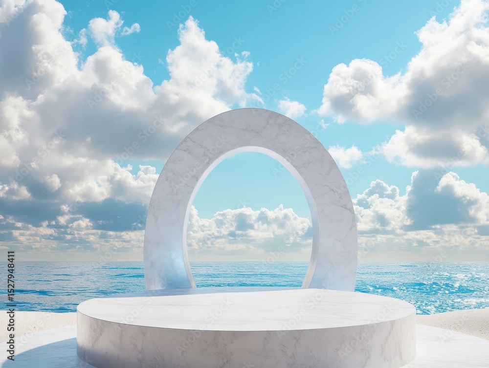 Aufkleber high resolution picture of 3d podium with copy space for product display presentation on palm beach 
