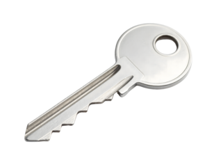 Isolated silver key, representing control and unlocking possibilities.
