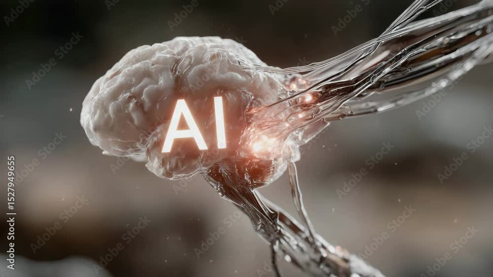 Aufkleber a digital brain with the letters 