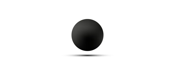 Black ball with shadow isolated on white background. Realistic metal ball 3d sphere or shiny glossy bubble. Vector illustration