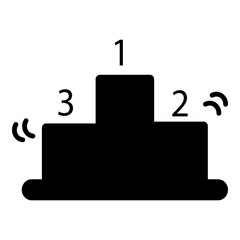 Obraz premium Solid icon depicting a tiered winner's podium. It features three distinct levels with 