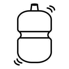  Line art illustration of a cylindrical punching bag, suspended vertically. The design highlights its rounded ends and distinct central band. Dynamic arcs at opposing corners suggest a forceful hit or