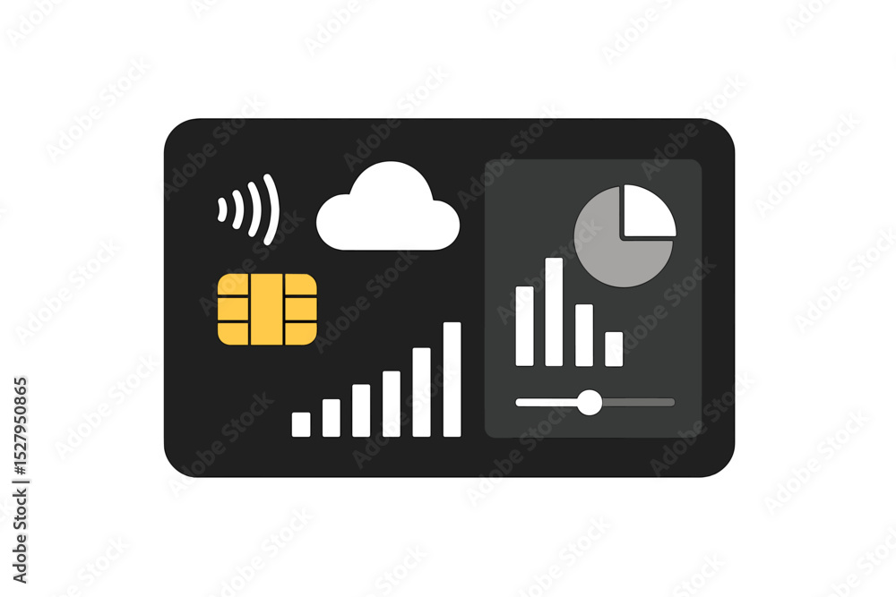 Poster smart card with cloud computing and contactless payment vector illustration