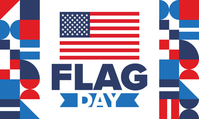 Naklejka premium National Flag Day in United States. Holiday celebrated annual June 14 in USA. Patriotic style design with american flag. Poster, greeting card, banner and background. Vector illustration