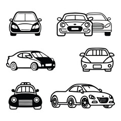 Fototapeta premium Cars Icon Set – Vector Vehicle Symbols Collection