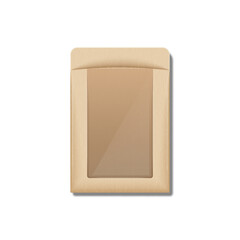 Kraft paper empty packaging bag with transparent window blank mockup isolated on white realistic vector 3d, brown eco-look pouch bag for wrapping organic products, sustainable food storage.