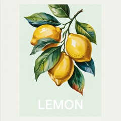 Radiant Lemon Branch Watercolor: A Fresh Botanical Art Print for Your Space