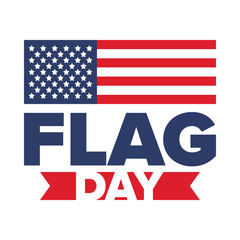 Naklejka premium National Flag Day in United States. Holiday celebrated annual June 14 in USA. Patriotic style design with american flag. Poster, greeting card, banner and background. Vector illustration