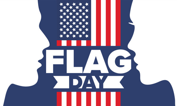 National Flag Day in United States. Holiday celebrated annual June 14 in USA. Patriotic style design with american flag. Poster, greeting card, banner and background. Vector illustration