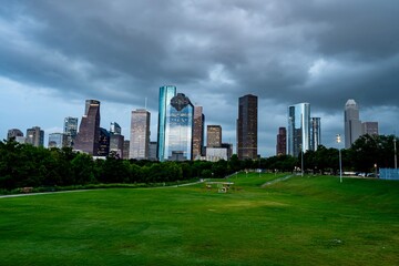 Obraz premium View of Downtown Houston at Twilight as viewed from Eleanor Tinsley Park