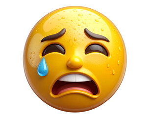 Fototapeta premium “Anxious Laugh Emoji Icon with Sweat Drop, Cutout on Transparent Background”