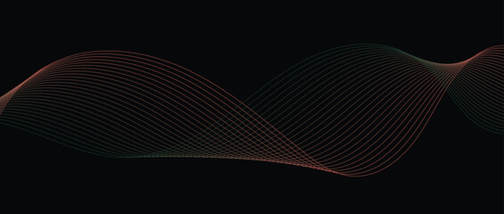 Abstract wave lines in red-green gradient on minimalist background. Futuristic and dynamic look, perfect for tech, digital, and modern design projects.