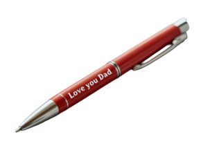Elegant red pen with "Love you Dad" inscription, perfect gift.