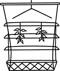 minimalist line sketch of an herb drying rack.eps