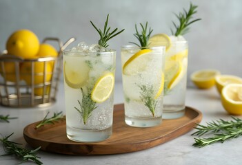 Refreshing Rosemary Lemon Gin Fizz with Ice