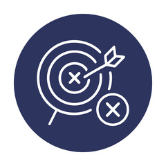 Target misses mark success failure. Icon symbol illustration