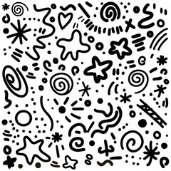 Hand-Drawn Doodle Pattern – Abstract Black and White Sketch Style Background