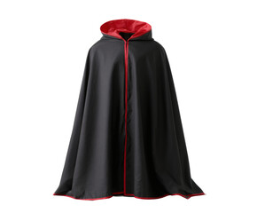 Elegant black cloak with red trim, perfect for a costume or theatrical performance.
